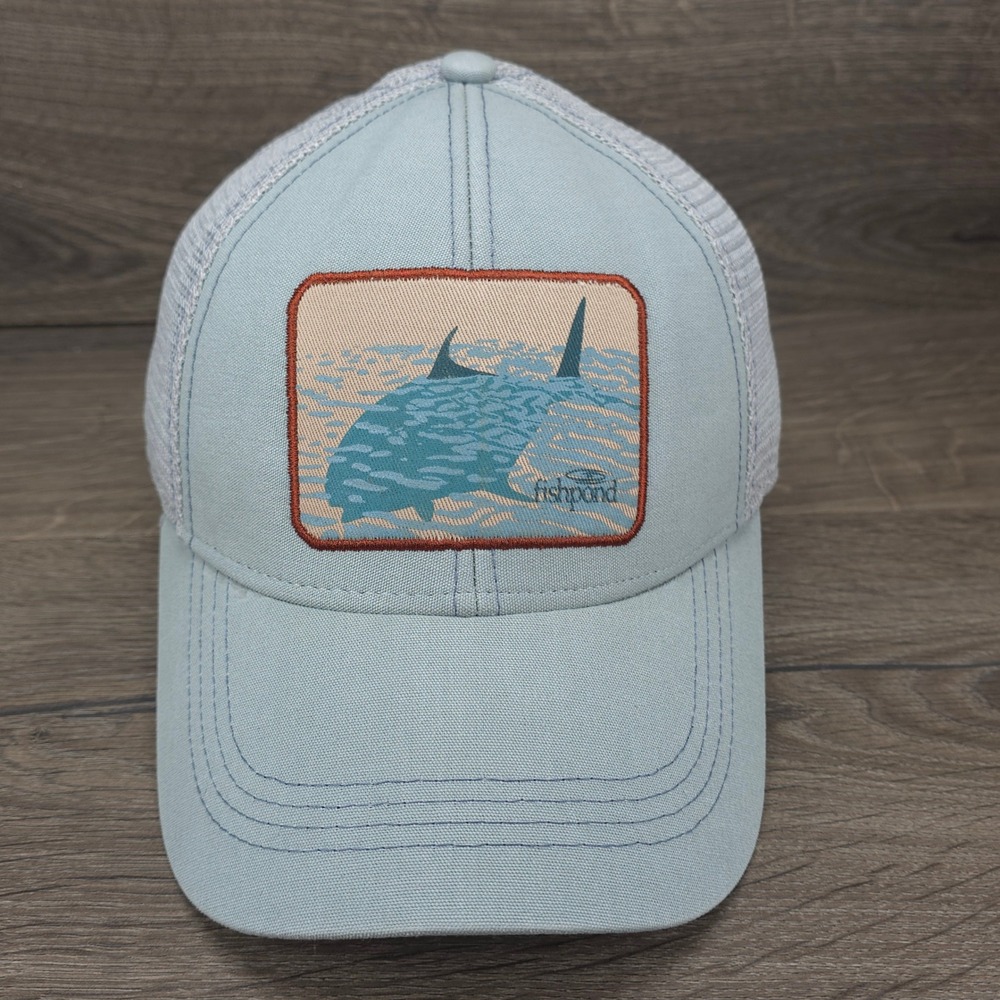 Fishpond Trucker Hat Mens Snapback Trucker Mesh Cap Blue Shark Fly Fishing